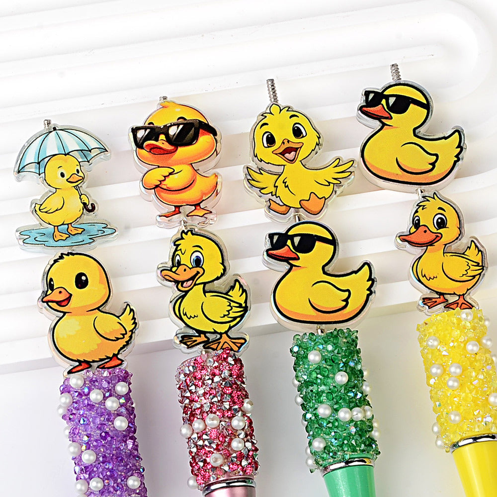 Cute Yellow Duck Acrylic Focal Beads – Cartoon Duckling Spacer Beads for Beadable Pens, Keychains & DIY Jewelry Making