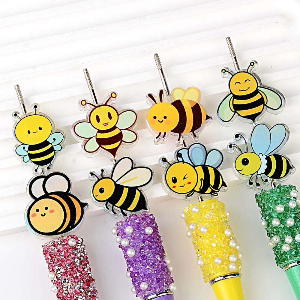 Cute Honey Bee Acrylic Focal Beads – Kawaii Bumblebee Spacer Beads for Beadable Pens, Keychains & DIY Jewelry Making