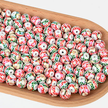 16MM Vintage Christmas Santa Claus Printed Round Beads – 20mm Acrylic Bubblegum Beads for Beadable Pens, Keychains & Holiday Jewelry Crafts