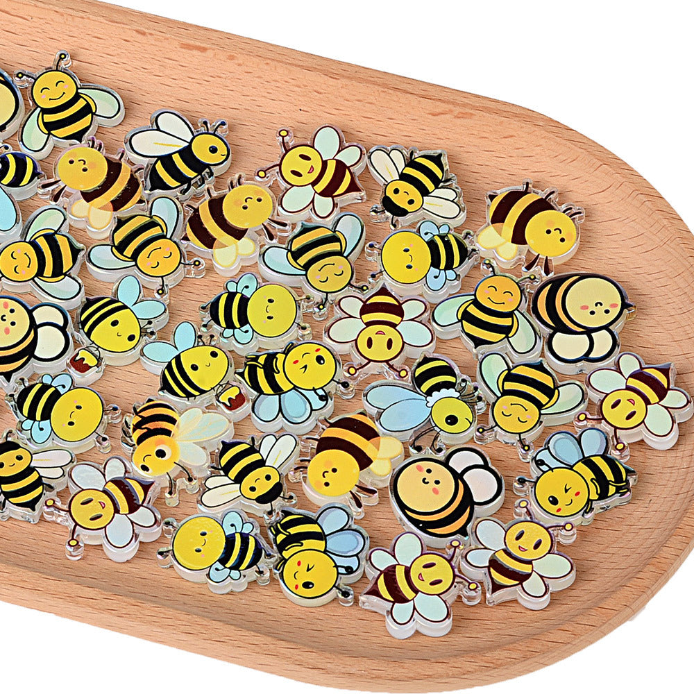 Cute Honey Bee Acrylic Focal Beads – Kawaii Bumblebee Spacer Beads for Beadable Pens, Keychains & DIY Jewelry Making