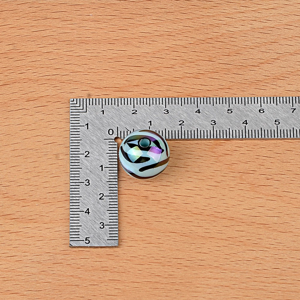 16MM Iridescent Zebra Print Acrylic Round Beads – AB Rainbow Animal Stripe Bubblegum Spacer Beads for DIY Beadable Pens, Keychains & Jewelry