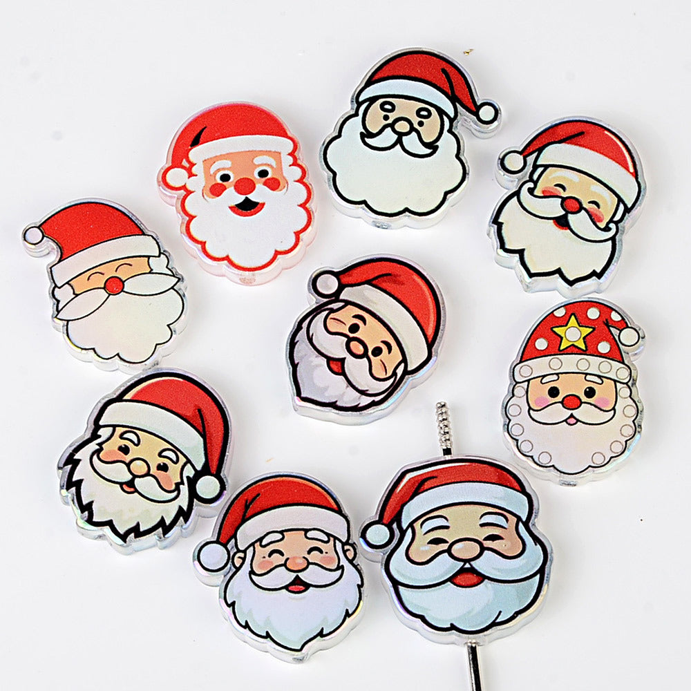 Christmas Acrylic Focal Beads – Cute Santa Claus, Snowman & Tree Spacer Beads for Beadable Pens, Keychains & Holiday DIY Crafts
