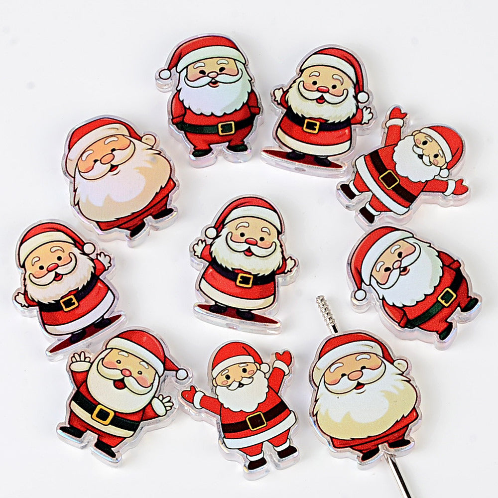 Christmas Acrylic Focal Beads – Cute Santa Claus, Snowman & Tree Spacer Beads for Beadable Pens, Keychains & Holiday DIY Crafts