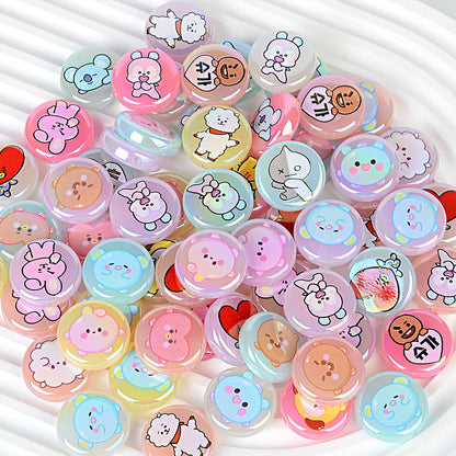 Cartoon Character Printed Round Beads for Beadable Pens - Colorful Acrylic & Silicone Spacer Focal Beads for DIY Pen Making & Keychains