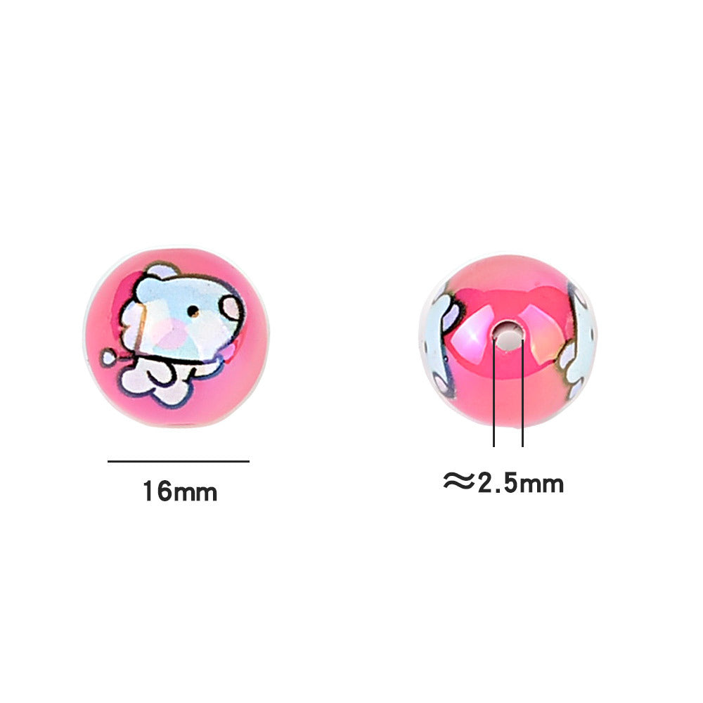Cartoon Character Printed Round Beads for Beadable Pens - Colorful Acrylic & Silicone Spacer Focal Beads for DIY Pen Making & Keychains