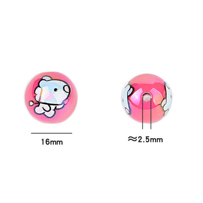 Cartoon Character Printed Round Beads for Beadable Pens - Colorful Acrylic & Silicone Spacer Focal Beads for DIY Pen Making & Keychains