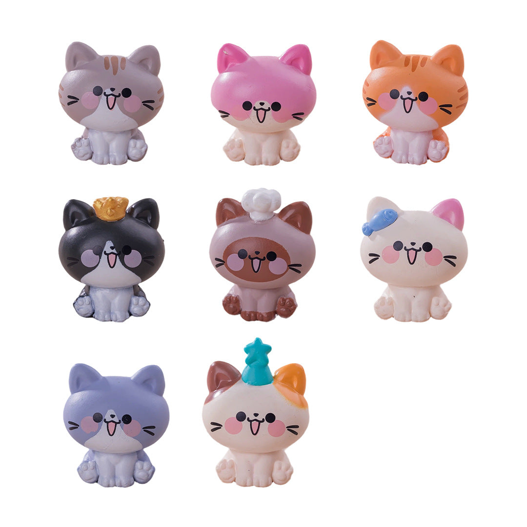 Kawaii Sitting Cat Miniature Figures Set, 3D Resin Micro Pastel Kitten Dolls for Office Desk Decor, Car Dashboard, Planter Accents & Cat Lover Gift