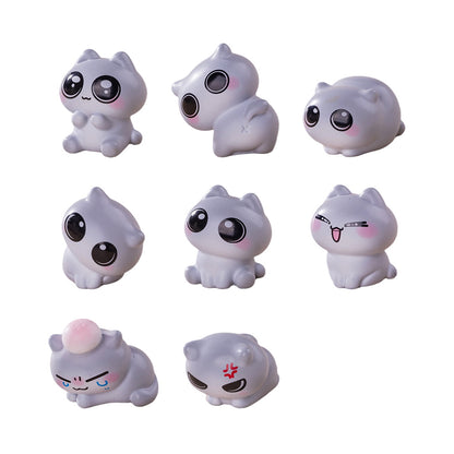 Funny Emotion Cat Miniature Figures Set, 3D Resin Micro Purple Meme Kitten Statues for Office Desk Decor, Car Dashboard, Computer Monitor & Gift Set