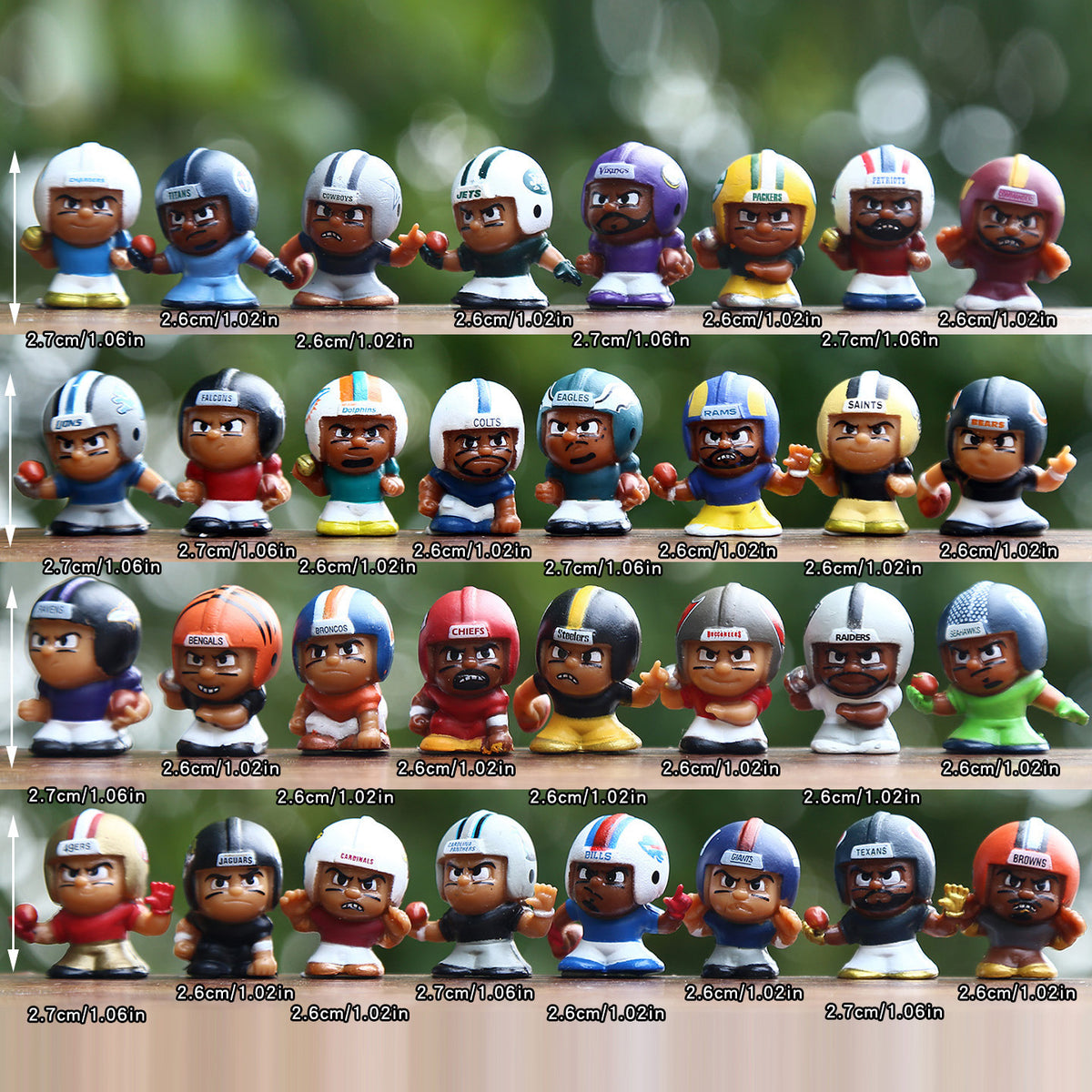 Mini American Football Player Figures Charms, 3D Resin Helmet Athletes Focal Beads & Pen Toppers for DIY Beaded Pens, Keychains, Shoe Charms, Game Day Sports Fan Gifts
