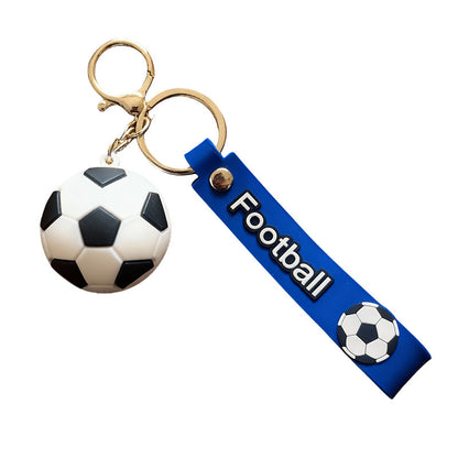 3D Sports Ball Keychain with Wristlet Strap, Mini Basketball Football Tennis Rugby Volleyball Bag Charm Pendant for Backpack, Car Keys, Sports Fan Gift