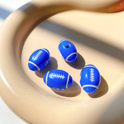 Colorful American Football Beads Large Hole (19x12mm, 3.5mm Hole), Silicone/Resin Sports Rugby Beads for DIY Beaded Pens, Wristlets, Keychains & Game Day Crafts