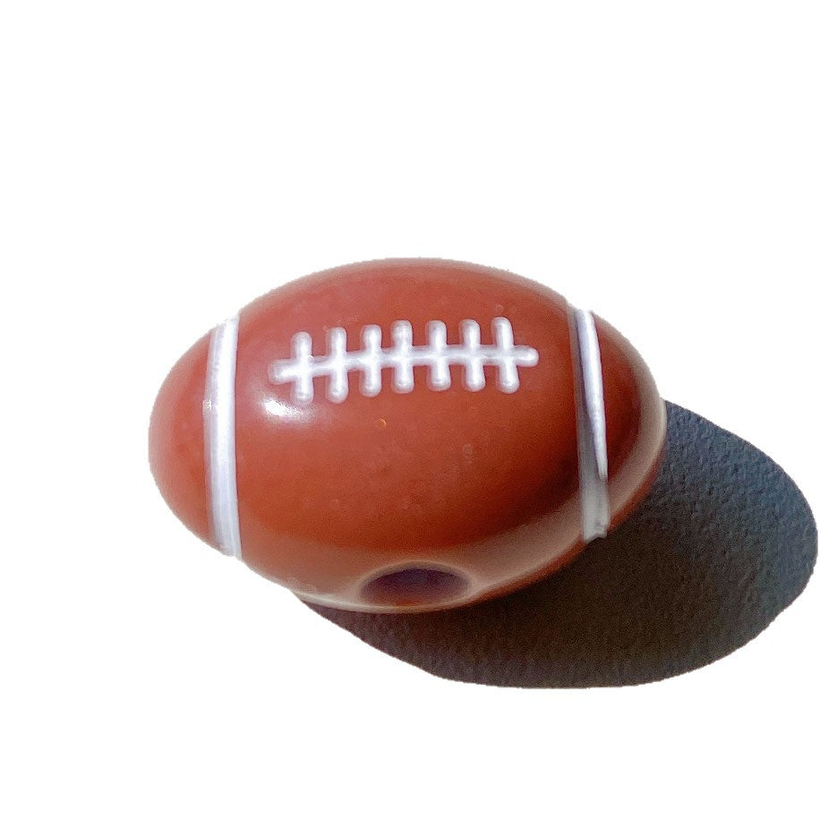 Colorful American Football Beads Large Hole (19x12mm, 3.5mm Hole), Silicone/Resin Sports Rugby Beads for DIY Beaded Pens, Wristlets, Keychains & Game Day Crafts