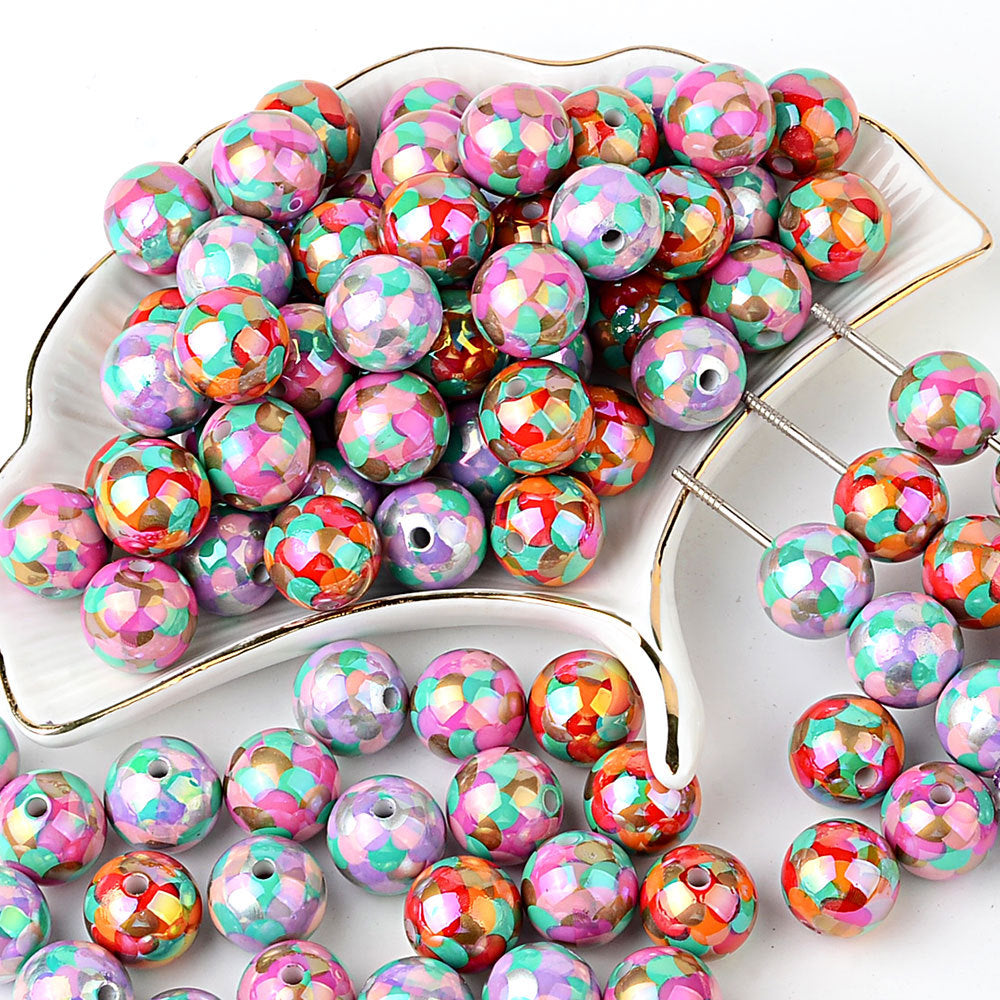 16MM Pastel Mermaid Scale Round Beads, Chunky Shimmer Fish Scale Spacer Beads for DIY Beaded Pens, Wristlet Keychains, Bracelet Jewelry Making Supplies