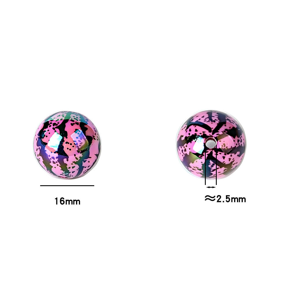 Chunky Animal Print Cracked Round Beads, Colorful Iridescent Bubble Beads for DIY Beaded Pens, Wristlet Keychains, Jewelry Making Crafts Supplies