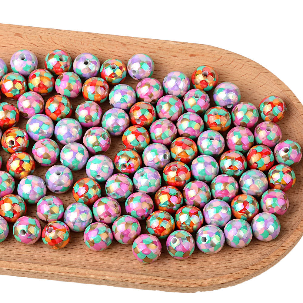 16MM Pastel Mermaid Scale Round Beads, Chunky Shimmer Fish Scale Spacer Beads for DIY Beaded Pens, Wristlet Keychains, Bracelet Jewelry Making Supplies