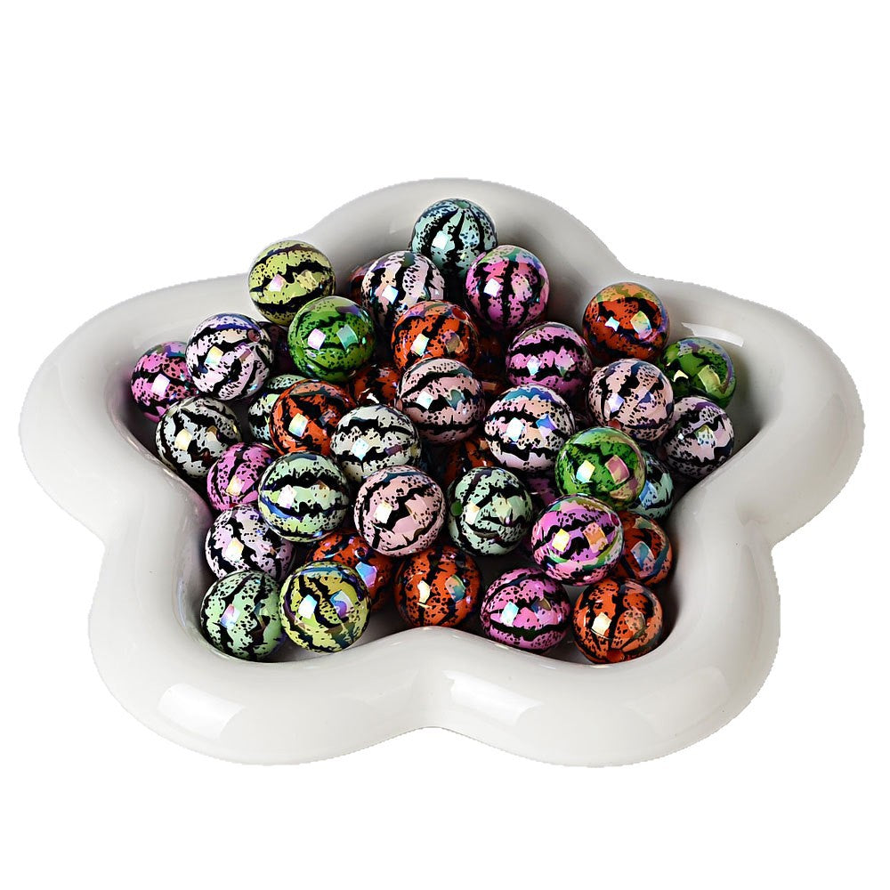 Chunky Animal Print Cracked Round Beads, Colorful Iridescent Bubble Beads for DIY Beaded Pens, Wristlet Keychains, Jewelry Making Crafts Supplies