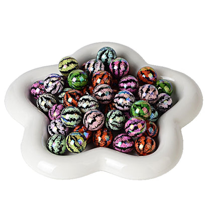 Chunky Animal Print Cracked Round Beads, Colorful Iridescent Bubble Beads for DIY Beaded Pens, Wristlet Keychains, Jewelry Making Crafts Supplies