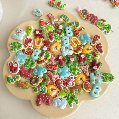 Christmas Letter Beads for Jewelry Making, 3D Resin Acrylic Xmas Alphabet Charms, Gingerbread Candy Cane Letters for DIY Bracelet, Phone Charm, Holiday Crafts
