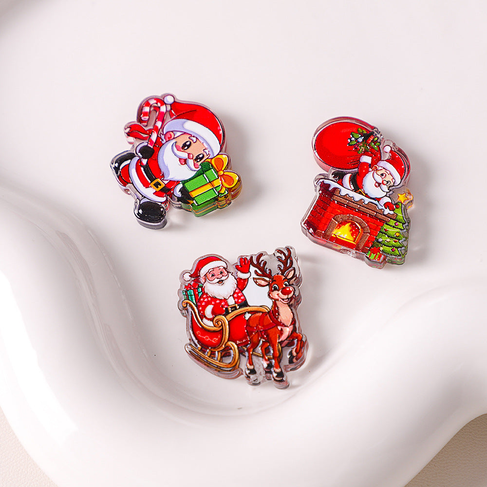 Cute Christmas Acrylic Flatback Charms – Assorted Holiday Cabochons for DIY Crafts, Hair Clips, Phone Case Deco & Slime Supplies