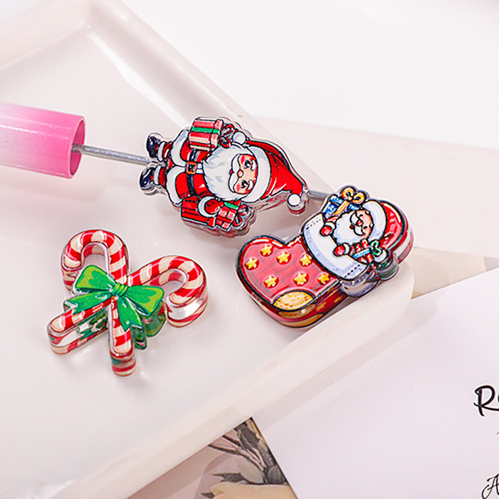 Cute Christmas Acrylic Flatback Charms – Assorted Holiday Cabochons for DIY Crafts, Hair Clips, Phone Case Deco & Slime Supplies