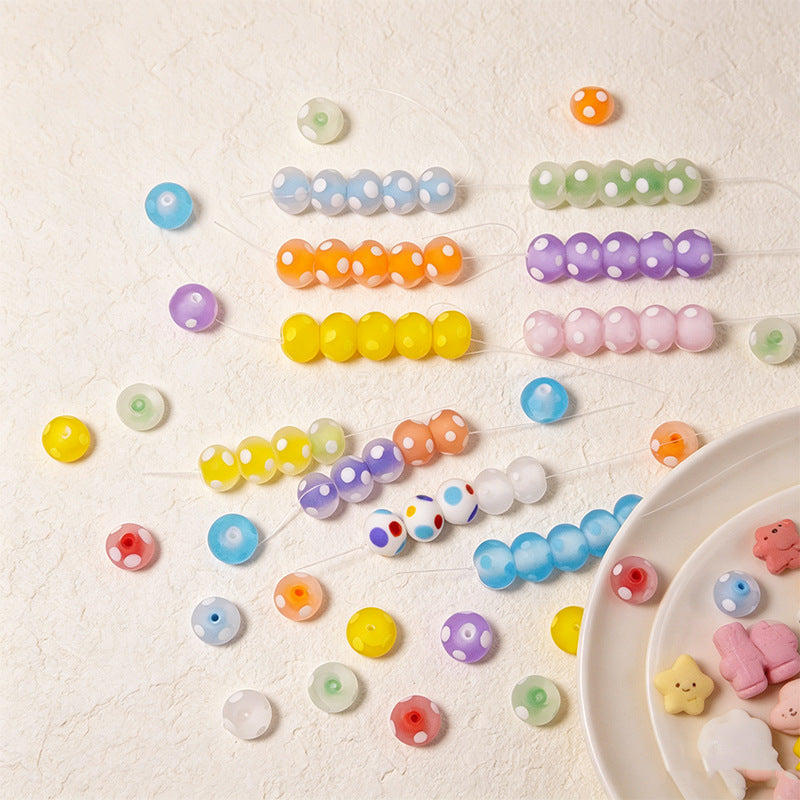 12x9mm Polka Dot Rondelle Beads – Colorful Spotted Acrylic / Glass Beads for DIY Bracelets & Jewelry Making