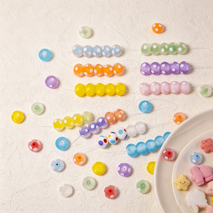 12x9mm Polka Dot Rondelle Beads – Colorful Spotted Acrylic / Glass Beads for DIY Bracelets & Jewelry Making