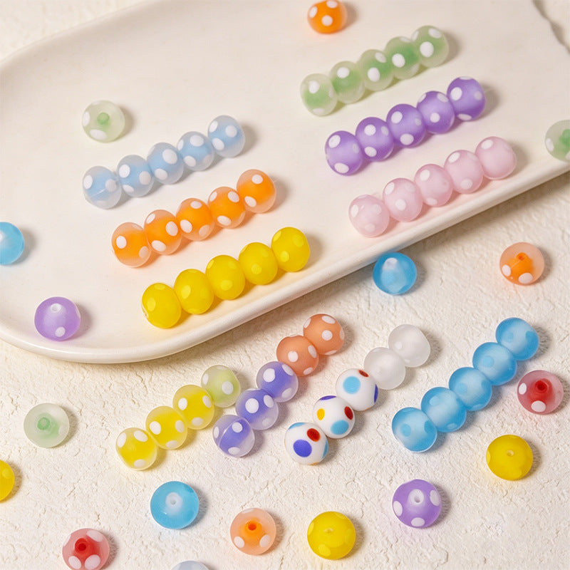 12x9mm Polka Dot Rondelle Beads – Colorful Spotted Acrylic / Glass Beads for DIY Bracelets & Jewelry Making