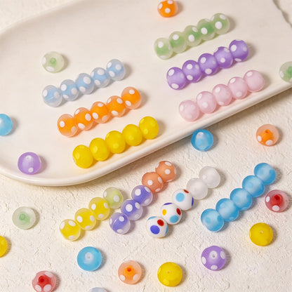 12x9mm Polka Dot Rondelle Beads – Colorful Spotted Acrylic / Glass Beads for DIY Bracelets & Jewelry Making