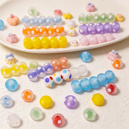 12x9mm Polka Dot Rondelle Beads – Colorful Spotted Acrylic / Glass Beads for DIY Bracelets & Jewelry Making
