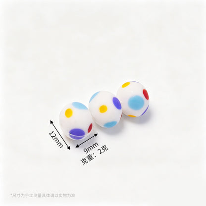 12x9mm Polka Dot Rondelle Beads – Colorful Spotted Acrylic / Glass Beads for DIY Bracelets & Jewelry Making