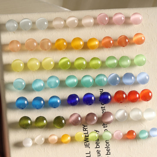 Cat Eye Bead Set for DIY Jewelry Making – Assorted Color Palettes (Rainbow, Warm, Ocean, Green) in 4mm, 6mm, 8mm