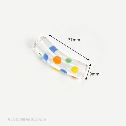 Retro Polka Dot Curved Noodle Beads – Colorful Chunky Acrylic Spacer Beads for Statement Jewelry & Crafts
