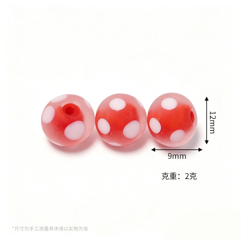12x9mm Polka Dot Rondelle Beads – Colorful Spotted Acrylic / Glass Beads for DIY Bracelets & Jewelry Making