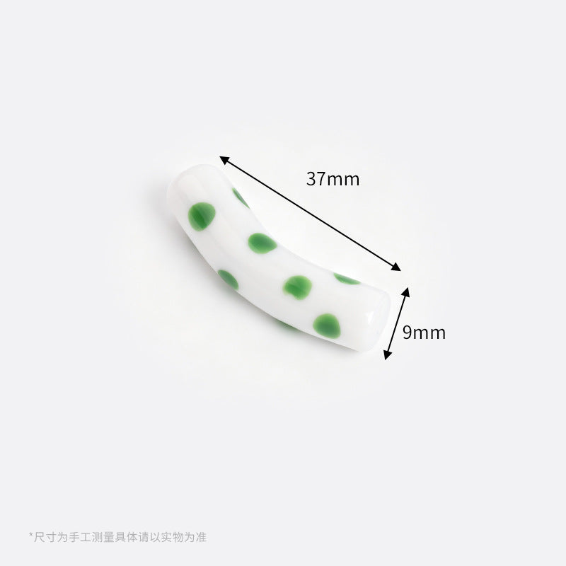 Retro Polka Dot Curved Noodle Beads – Colorful Chunky Acrylic Spacer Beads for Statement Jewelry & Crafts