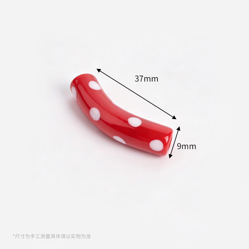 Retro Polka Dot Curved Noodle Beads – Colorful Chunky Acrylic Spacer Beads for Statement Jewelry & Crafts
