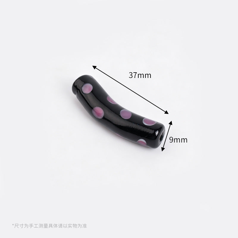 Retro Polka Dot Curved Noodle Beads – Colorful Chunky Acrylic Spacer Beads for Statement Jewelry & Crafts