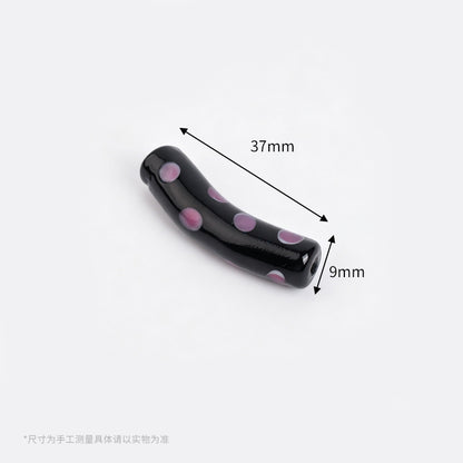 Retro Polka Dot Curved Noodle Beads – Colorful Chunky Acrylic Spacer Beads for Statement Jewelry & Crafts
