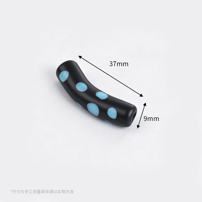 Retro Polka Dot Curved Noodle Beads – Colorful Chunky Acrylic Spacer Beads for Statement Jewelry & Crafts
