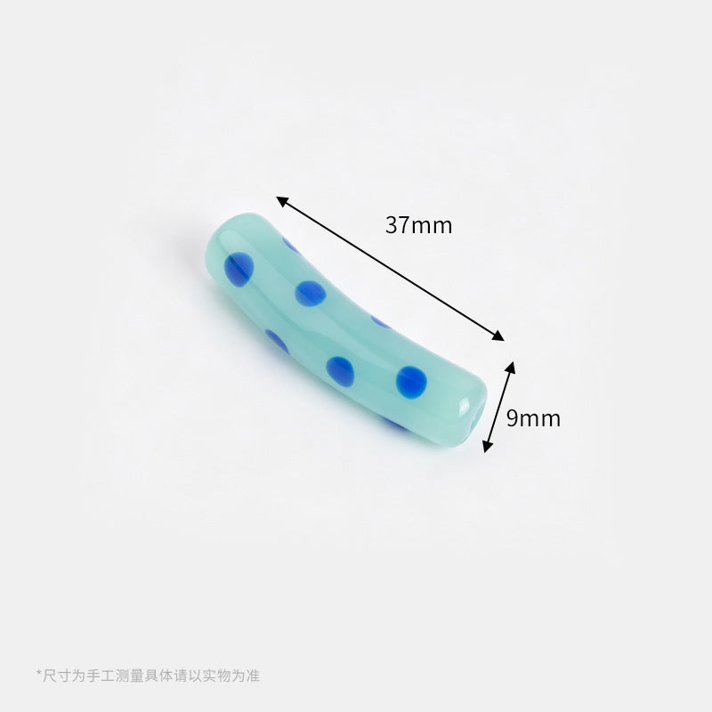 Retro Polka Dot Curved Noodle Beads – Colorful Chunky Acrylic Spacer Beads for Statement Jewelry & Crafts