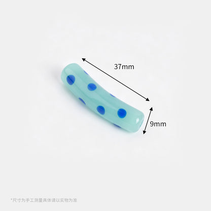 Retro Polka Dot Curved Noodle Beads – Colorful Chunky Acrylic Spacer Beads for Statement Jewelry & Crafts