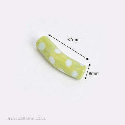 Retro Polka Dot Curved Noodle Beads – Colorful Chunky Acrylic Spacer Beads for Statement Jewelry & Crafts