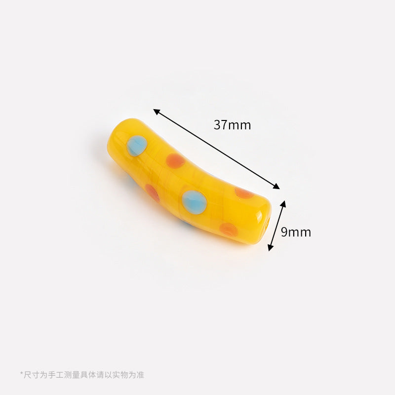 Retro Polka Dot Curved Noodle Beads – Colorful Chunky Acrylic Spacer Beads for Statement Jewelry & Crafts