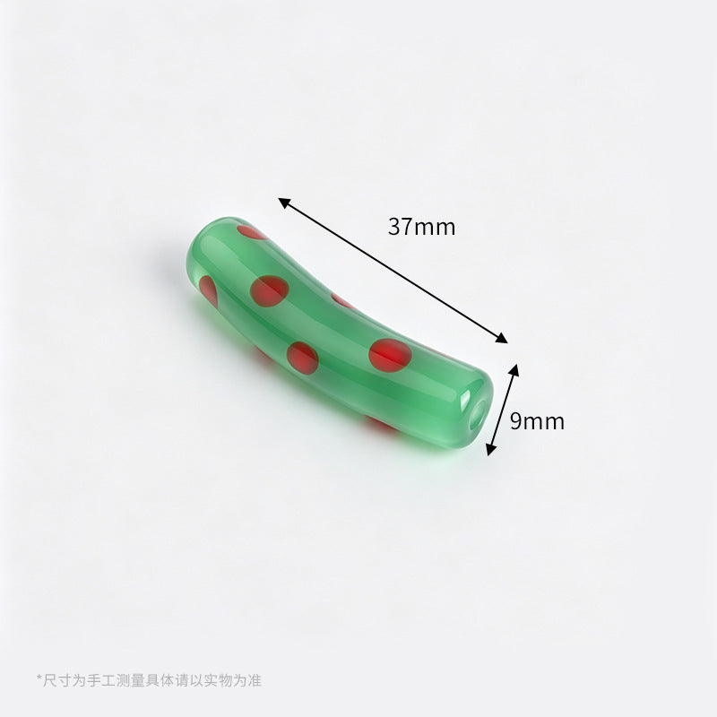 Retro Polka Dot Curved Noodle Beads – Colorful Chunky Acrylic Spacer Beads for Statement Jewelry & Crafts