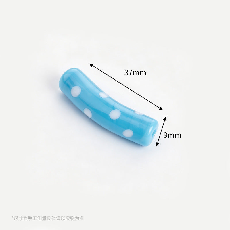 Retro Polka Dot Curved Noodle Beads – Colorful Chunky Acrylic Spacer Beads for Statement Jewelry & Crafts