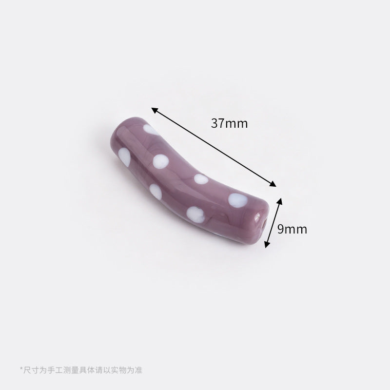 Retro Polka Dot Curved Noodle Beads – Colorful Chunky Acrylic Spacer Beads for Statement Jewelry & Crafts