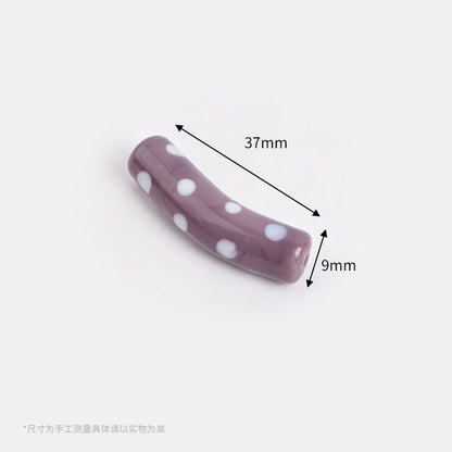 Retro Polka Dot Curved Noodle Beads – Colorful Chunky Acrylic Spacer Beads for Statement Jewelry & Crafts