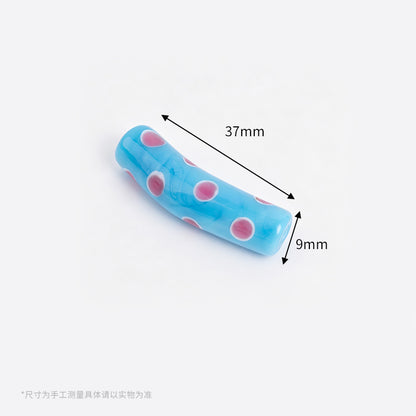Retro Polka Dot Curved Noodle Beads – Colorful Chunky Acrylic Spacer Beads for Statement Jewelry & Crafts