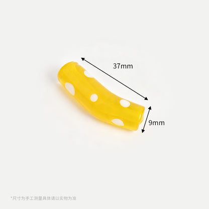 Retro Polka Dot Curved Noodle Beads – Colorful Chunky Acrylic Spacer Beads for Statement Jewelry & Crafts