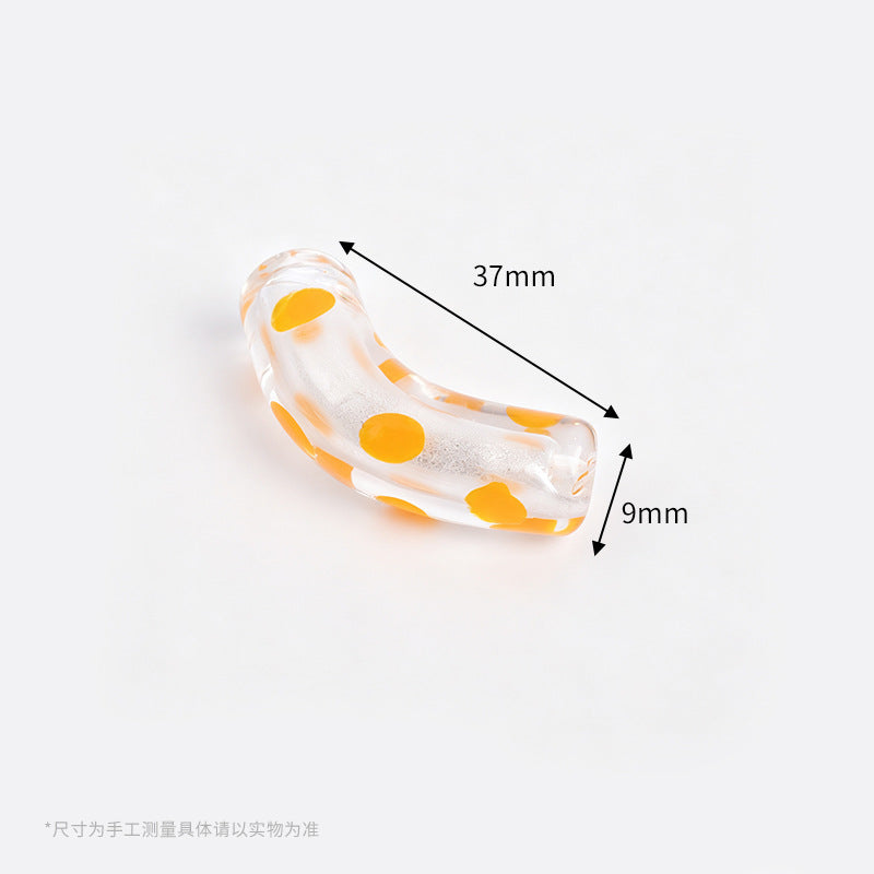 Retro Polka Dot Curved Noodle Beads – Colorful Chunky Acrylic Spacer Beads for Statement Jewelry & Crafts