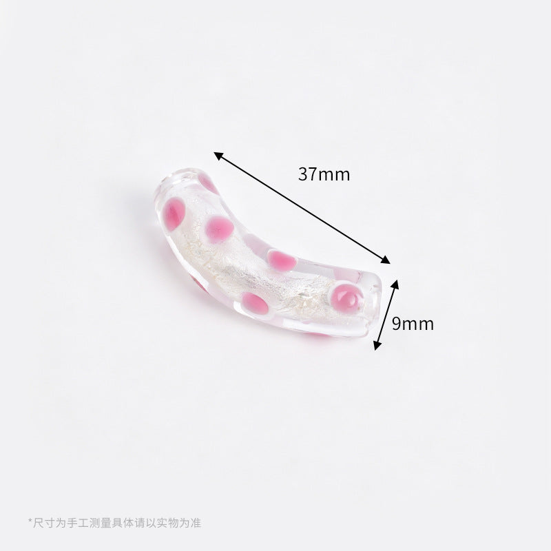 Retro Polka Dot Curved Noodle Beads – Colorful Chunky Acrylic Spacer Beads for Statement Jewelry & Crafts